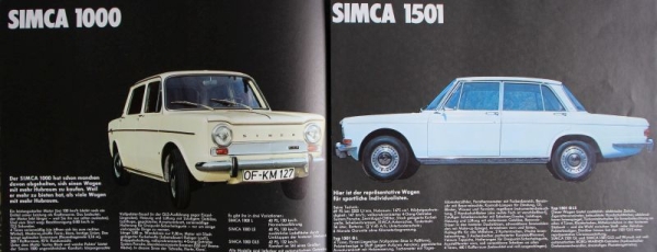 Simca Modelprogram 1968 Carbrochure (7857)